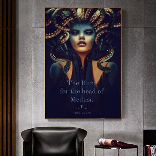 Hunt Medusa Head with Snake Women Canvas Paintings Wall Art Posters Prints Wall Pictures for Living Room Home Wall Cuadros Decor