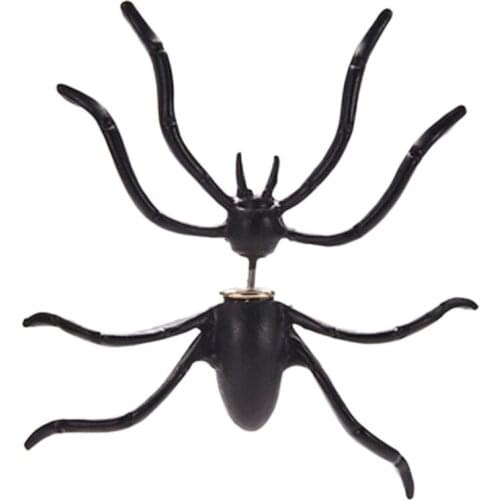 Unisex 1 Piece Punk Style Black Spider Shape Stud Earring Women Men Jewelry Accessories