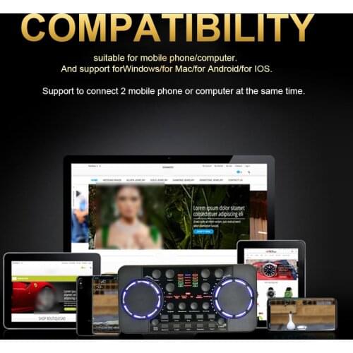 V300 PRO Live Streaming Sound Card 10 Sound Effects Bluetooth-compatible Noise Reduction mixer mic Voice Control for Phone PC