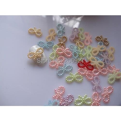 100pcs Cute 19*11mm Nail Art Mix Color Bow Pearl Nail Art Decoration