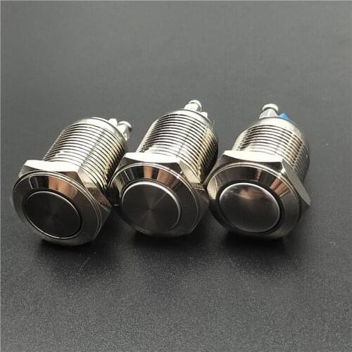 16mm Metal Push Button Switch IP67 Nickel plated brass press button Self locking 1NO High Flat domed Round Momentary
