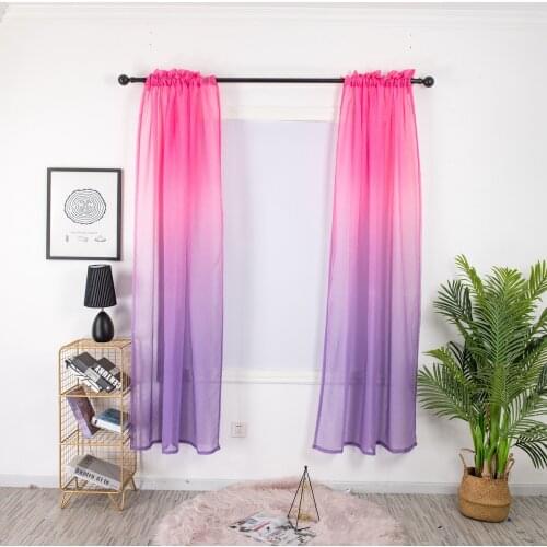 2pcs/set Gradient Color Semi Sheer Curtains Bright Color Modern Window Curtains for Bedroom Living Room Window Curtain Panels
