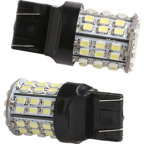 2Pcs T20 LED 64-SMD 1206 Universal Low Consumption High Power Tail Stop Brake Light Bulb Lamp White W21W 7443 7440#288232