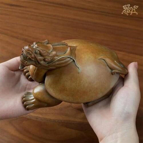 2021 Asia high grade exorcise evil spirits Bring wealth money GOOD LUCK Dragon turtle BRONZE Sculpture ART FENG SHUI Statue