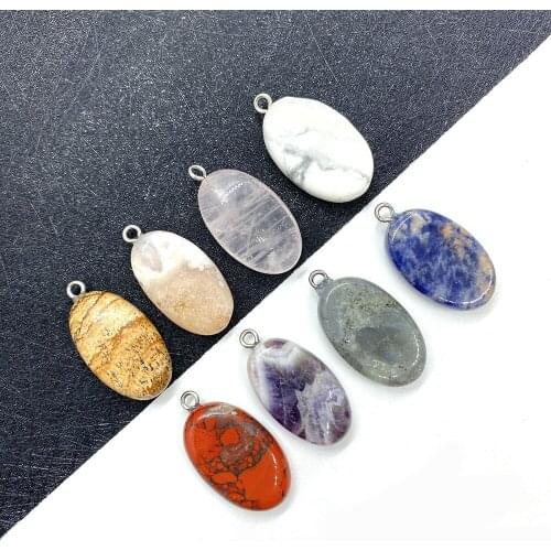 5pcs/bag Natural Stone Pendant Egg-shaped 15x29mm Turquoise Pendant for DIY Handmade Necklace, Bracelet, Jewelry Accessories