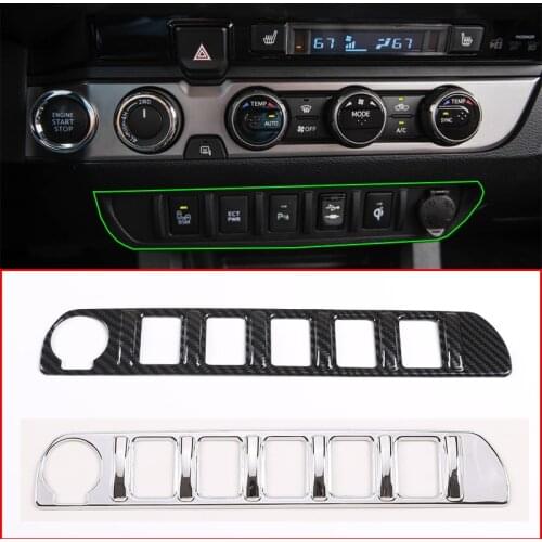 ABS Carbon Fiber Car Center Console Button Switch Panel Frame Cover Trim Stickers For Toyota Tacoma 2016-2020 Auto Accessories