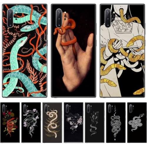 Animal Snake and Flower Soft Rubber Phone Cover For Samsung Galaxy S8 S9 S10 Plus S10E Note 3 4 5 6 7 8 9 10 Pro Lite cover
