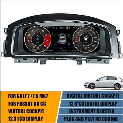 12.5''Car Virtual Cockpit For VW GOLF 7 7.5 MK7 PASSAT CC B8 Variant LCD Digital Dashboard Panel Speedometer Cluster Instrument