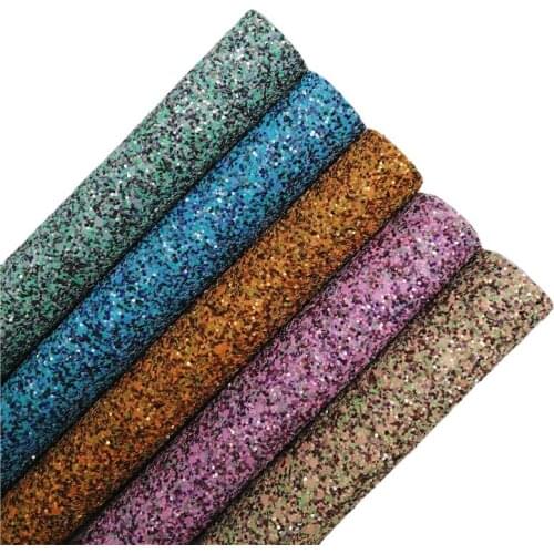 Halloween Mixed Chunky Glitter Vinyl Fabric Sheet Glitter Faux Synthetic Leather Faux Vinil For Bows Earrigns DIY A4 SIZE T560A