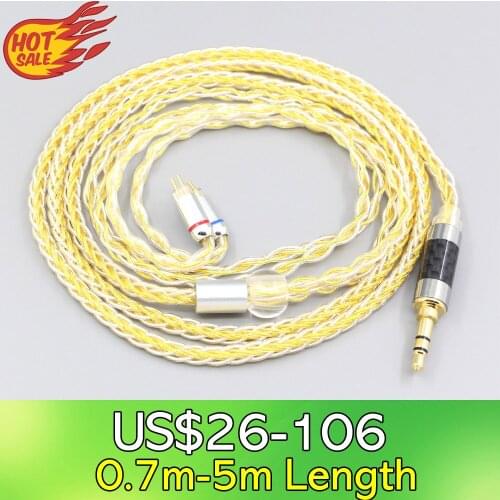 LN007295 8 Core OCC Silver Gold Plated Braided Earphone Cable For 0.78mm BA Custom Westone W4r UM3X UM3RC JH13 High Step