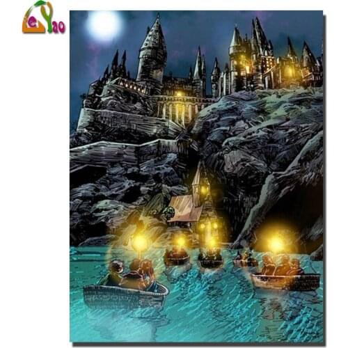 Full drill square New arrival 5D diamond painting DIY diamond embroidery Moon Castle Cross Stitch Full Round Mosaic Decoration