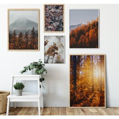 Japanese Mountain Sunrise Landscape Canvas Painting Maple Leaf Fog Wall Art Print Natural Decorative Picture Home Decoration