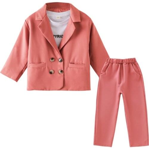 2020 Big Girl Spring Autumn Clothing Set Jacket+pant 2pcs Fashion Suits,kids Children Casual Elegant Clothes Sets 4-14T