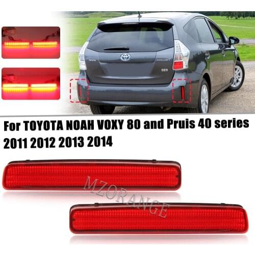 MZORANGE 2PCS LED Red Rear Bumper Reflector Tail Brake Light For TOYOTA NOAH VOXY 80 and Pruis 40 series 2011 2012 2013 2014