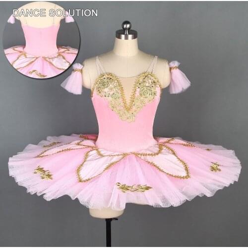 Cream/Pink Pre-Professional Ballet Dance Tutu Dress with 7 Layers of Stiff Tulle Pancake Tutus Classical Tutus BLL052