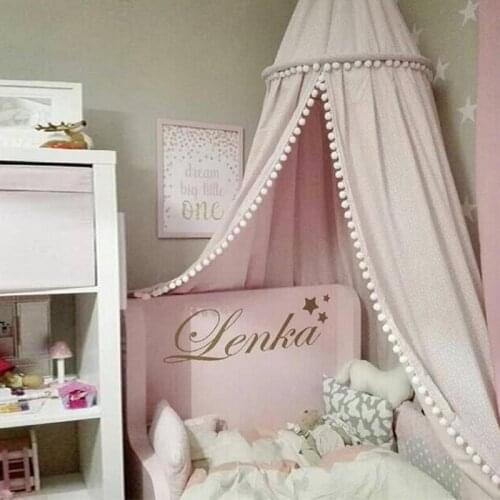 Round Baby Bed Mosquito Net Dome Hanging Cotton Bed Canopy Mosquito Net Curtain For Hammock Kids Room Hair ball Decoration Home