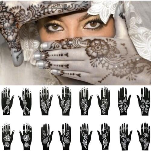 Reusable Henna Tattoo Temporary Stencil Template Sticker for Men Women Teens Hand Finger Body Paint Wedding Birthday Party