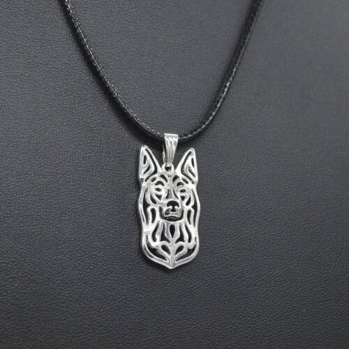 Fashion Rope Chain Alloy Dog Shaped Necklaces Womens Australian Kelpie Pendant Necklaces For Retail
