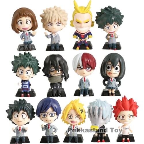 My Hero Academia Izuku Midoriya Todoroki Shoto Asui Tsuyu Kaminari Denki Kirishima Eijiro Mini PVC Figures Toys Keychains Set