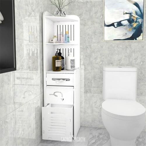 Floor Type Toilet Vanity Side Cabinet Wood Glue Board Waterproof Bathroom Storage Cabinet Multifunctional Tissue Storage Rack