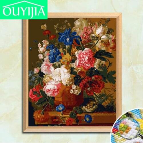 OUYIJIA Flower plant 5D Diamond painting full square inlaid DIY Cross-stitch kit 2018 New embroidered Decorative painting