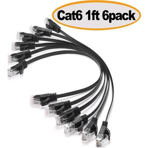 6Pcs/Set Solid Flat Cat 6 Ethernet Internet Network Cable RJ45 Computer LAN Cord