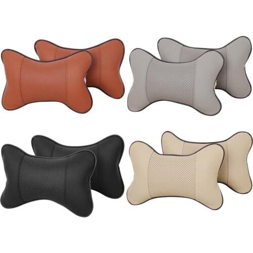 Headrest Cushion Car Auto Car Neck Rest Headrest Universal PU Leather Car Neck Pillow All Season Breathable Auto Neck Rest 2Pack