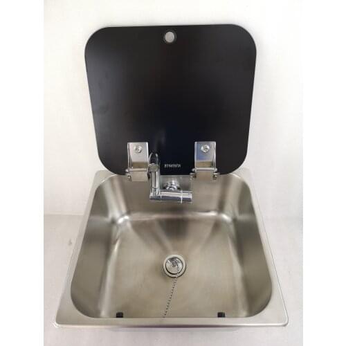 Boat Caravan Camper Stainless Steel Sink with Tempered Glass Lid 350*320*150mm GR-23150B