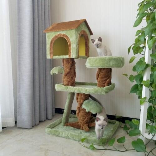Luxury large wooden cat litter tree one Tongtianzhu climbing frame house pet supplies