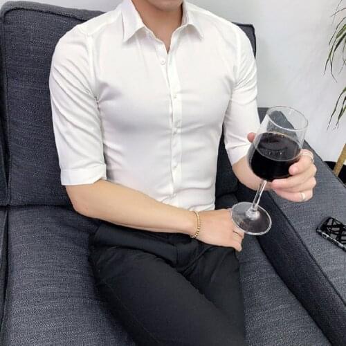 British Style Shirt Men Spring Summer Half Sleeve Mens Casual Shirts Slim Fit Simple All Match Business Men Shirt Dress 3XL-M