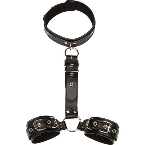 Sex Shop PU Leather Bdsm Bondage Reverse Bondage Adjustable Neck Handcuffs Fetish Sex Toys for Adult Sex Games Product For Women