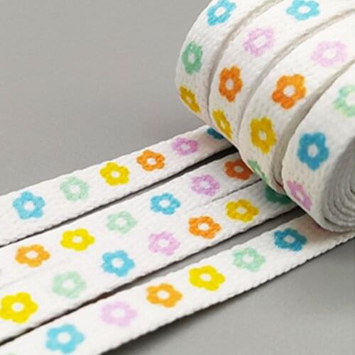 1Pair Little Daisies Shoelaces Cartoon Printing Fashion Women Shoes Laces High-top Polyester Sneakers Shoelace Flats Shoelaces