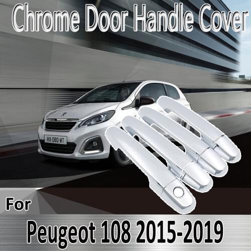 For Peugeot 108 2015~2019 2016 2017 2018 Styling Stickers Decoration Chrome Door Handle Cover paint Refit Car Accessories