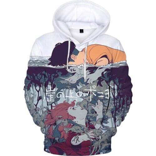 Anime Ponyo on the Cliff 3D Print Hoodie Sweatshirts Harajuku Streetwear Cartoon Hoodies Men Women Fashion Casual Cool Pullover