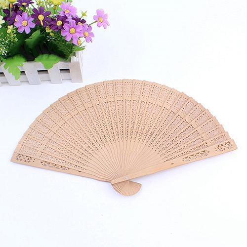 Vintage Hollow Carved Wooden Flower Folding Hand Held Fan Party Favors Decor Hollow folding fan printed craft fan sandalwood fan