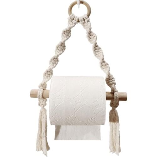 The New Bohemian Woven Hemp Rope Roll Paper Holder Punch-free Bathroom Toilet Tissue Display Stand For Home Decor