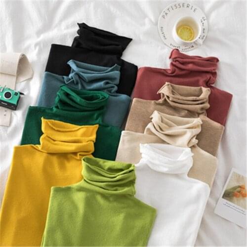 Turtleneck Women Pullover Sweaters Autumn Long Sleeve Knitted Female Top Soft Warm Winter Ladies Jumper Basic Blouse 30