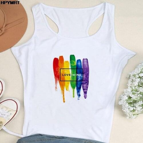 Women Color Love Wins Printed Sexy Tank Tops Lady Harajuku Graphics Sleeveless Tshirt Fashion Vest Top Female Clothes Streetwear