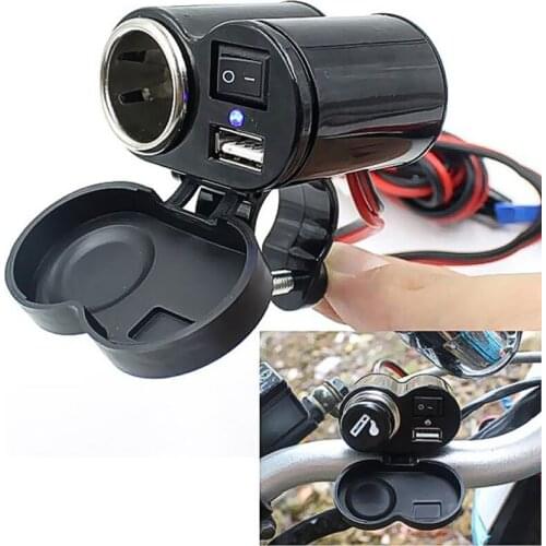 12V Car Motorcycle Bike Waterproof Cigarette Lighter USB Power Charging Socket