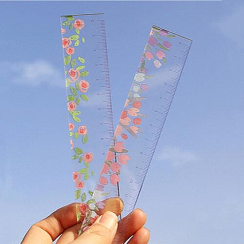 160*30mm Creative Small Floral Acrylic Ruler Terrace Garden Fresh And Simple Drawing Measuring Ruler Student Stationery Gifts