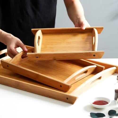 3-Size Wooden Rectangular Storage Trays Retro Pallet Household Food Serving Dish Fruit Tea Pans Kitchen Baking Pastry Plate