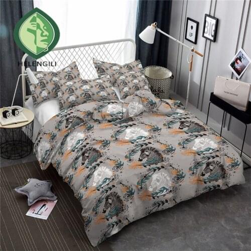HELENGILI 3D Bedding Set zebra Print Duvet cover set lifelike bedclothes with pillowcase bed set home Textiles #BM-02