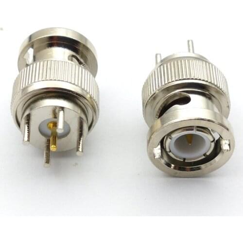 4pcs copper BNC Plug male Thru Hole Vertical PCB Mount Solder RF connector