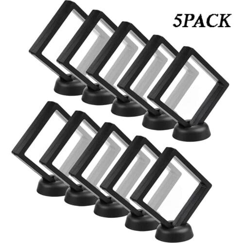 5Pcs Creative Transparent Square Badge Display Stand Craft Coin Frame Collection Holder