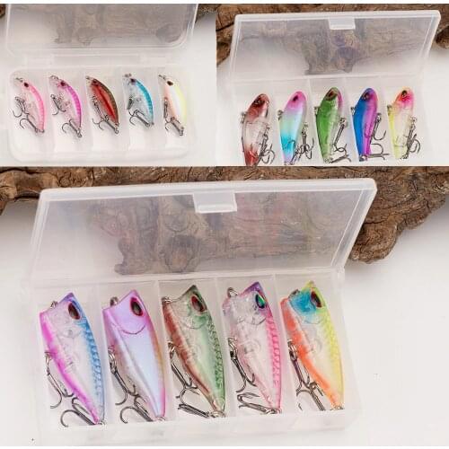 5pcs/lot minnow pencil VIB Popper fishing lures bait 2.5-4g Artificial Bait Hard Wobbler for Fish Bass Fishing Tackle with box