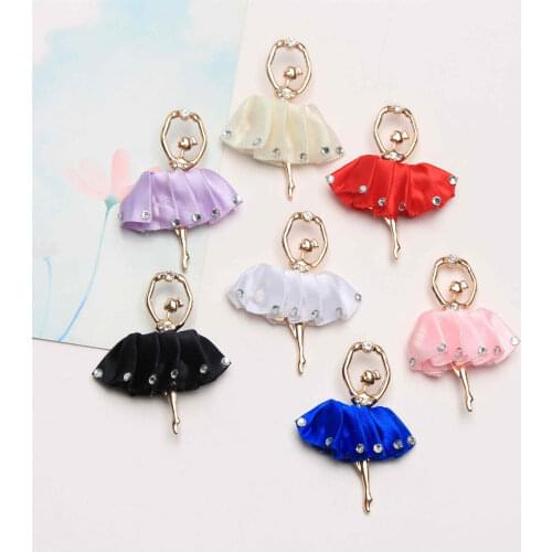 50PCS 56X42mm flatback tutu dance girl crystal rhinestone button embellishment for DIY phone case BTN-5711