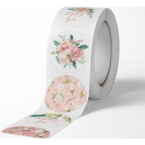 500pcs 1 inch Love Baby Pink Flower Thank You Stickers Seal Labels Wedding Party Favors Envelope Supplies Stationery Stickers