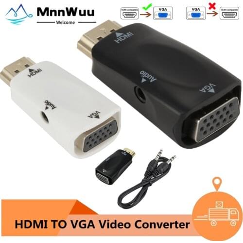 HDMI-compatible to VGA Cable Converter Male To Famale Converter Adapter 3.5 mm Jack Audio HD 1080P For PC Laptop Tablet