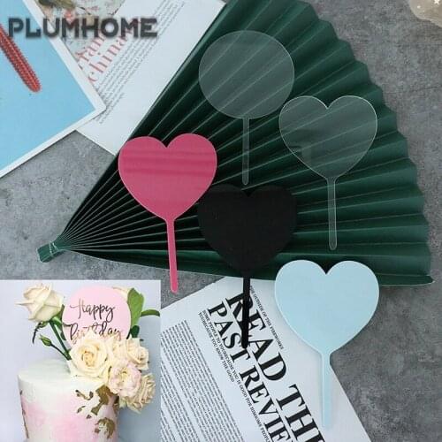 Acrylic Happy Birthday Cake Topper No Texts Blank Plain Acrylic Board Cupcake Toppers Wedding Birthday Party Cake Decoration DIY
