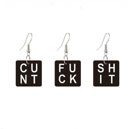 Nickel Free Laser Cut Acrylic Jewelry Statement Rude Swear Words Earrings